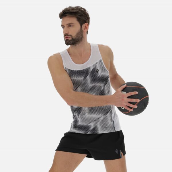 Men’s white running singlet alfred