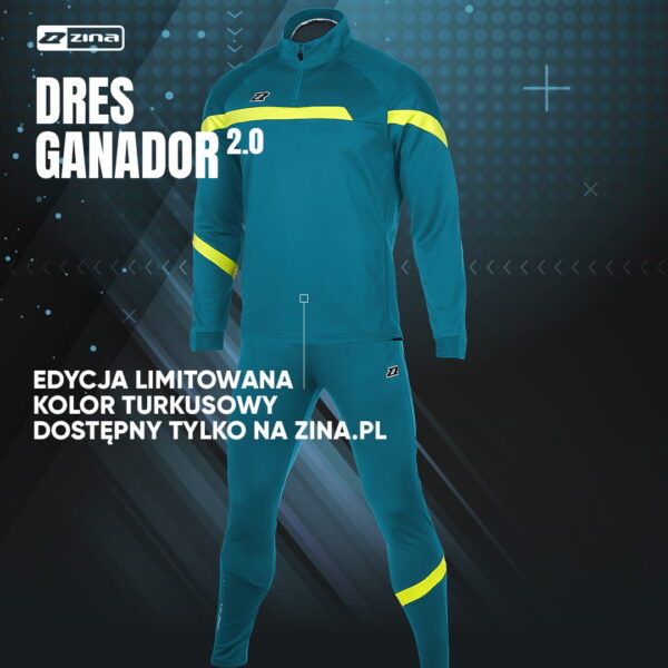 GANADOR 2.0 SENIOR MORSKI/LEMON - spodnie treningowe